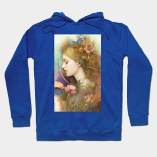 Pretty dreamy painting of a girl with flowers Hoodie